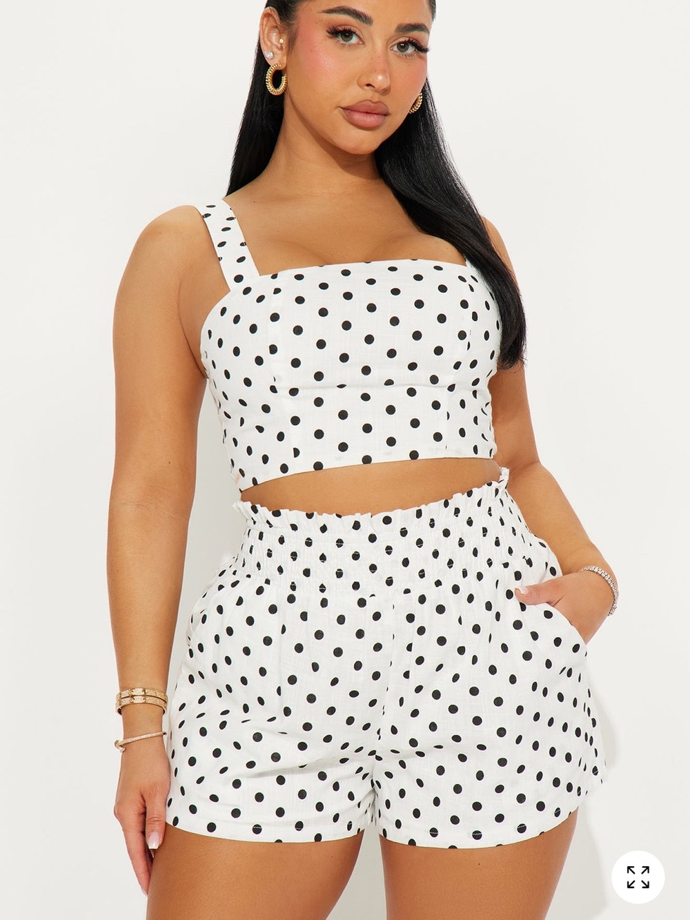 Polka Dot High-Waist Shorts - White/Black